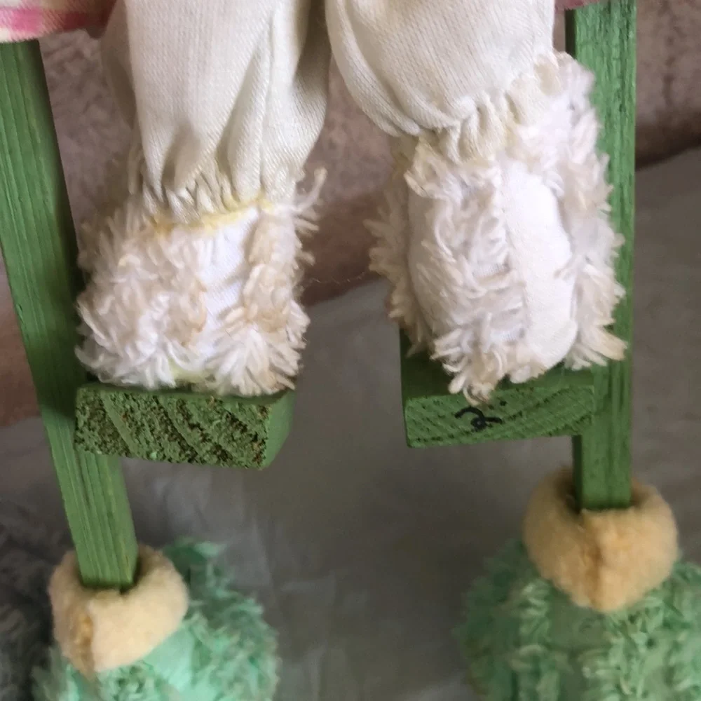 Vintage Chenille Bunnies on Stilts 21” tall
